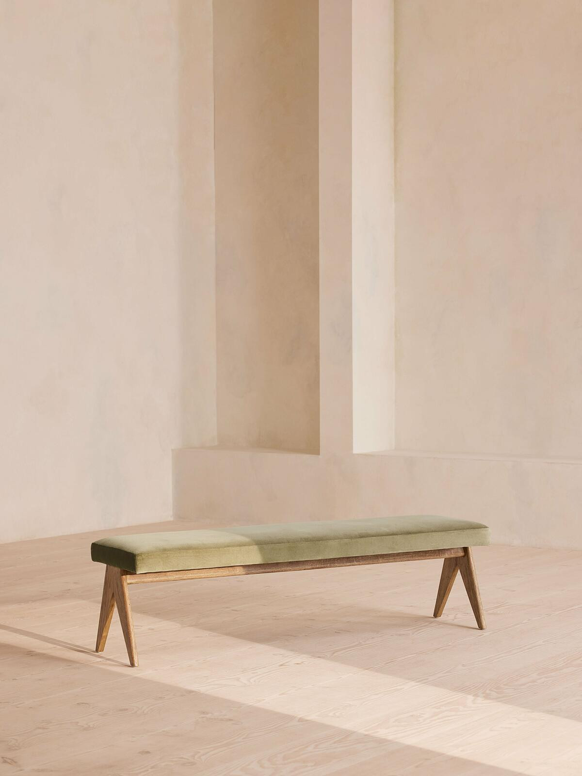 Hayward Bench, Velvet, Lichen - Soho Home | Soho Home Ltd