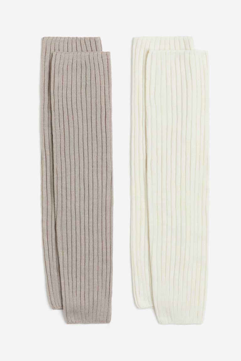 2-pack rib-knit leg warmers - Greige/Cream - Ladies | H&M GB | H&M (UK, MY, IN, SG, PH, TW, HK)