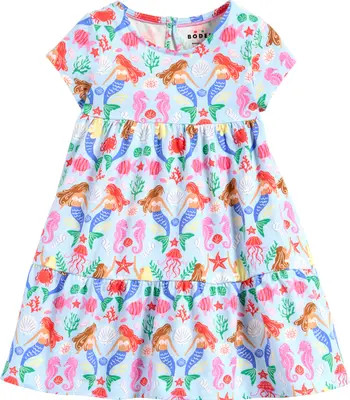 Mini Boden Kids' Mermaid Print Twirly Jersey Dress | Nordstrom | Nordstrom