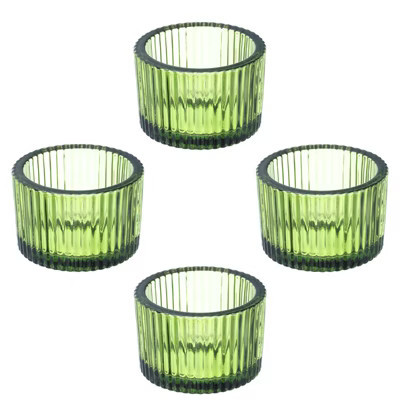 Unique Bargains Home Decoration Glass Tea Light Candle Holders 2 Pcs 2.17" Green | Target