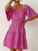 'Meg' Square Neck Waist Cut-out Mini Dress (4 Colors) | Goodnight Macaroon