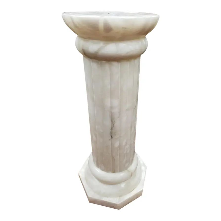 Vintage Mid 20th Century Italian White Marble Column Pedestal Stand | Chairish