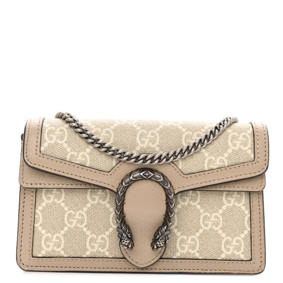 GG Supreme Monogram Textured Dollar Calfskin Super Mini Dionysus Shoulder Bag Beige Mystic White ... | FASHIONPHILE (US)