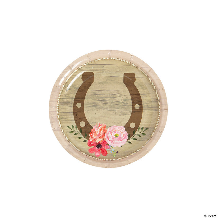 Horse Party Horseshoe Paper Dessert Plates - 8 Ct. | Oriental Trading Company