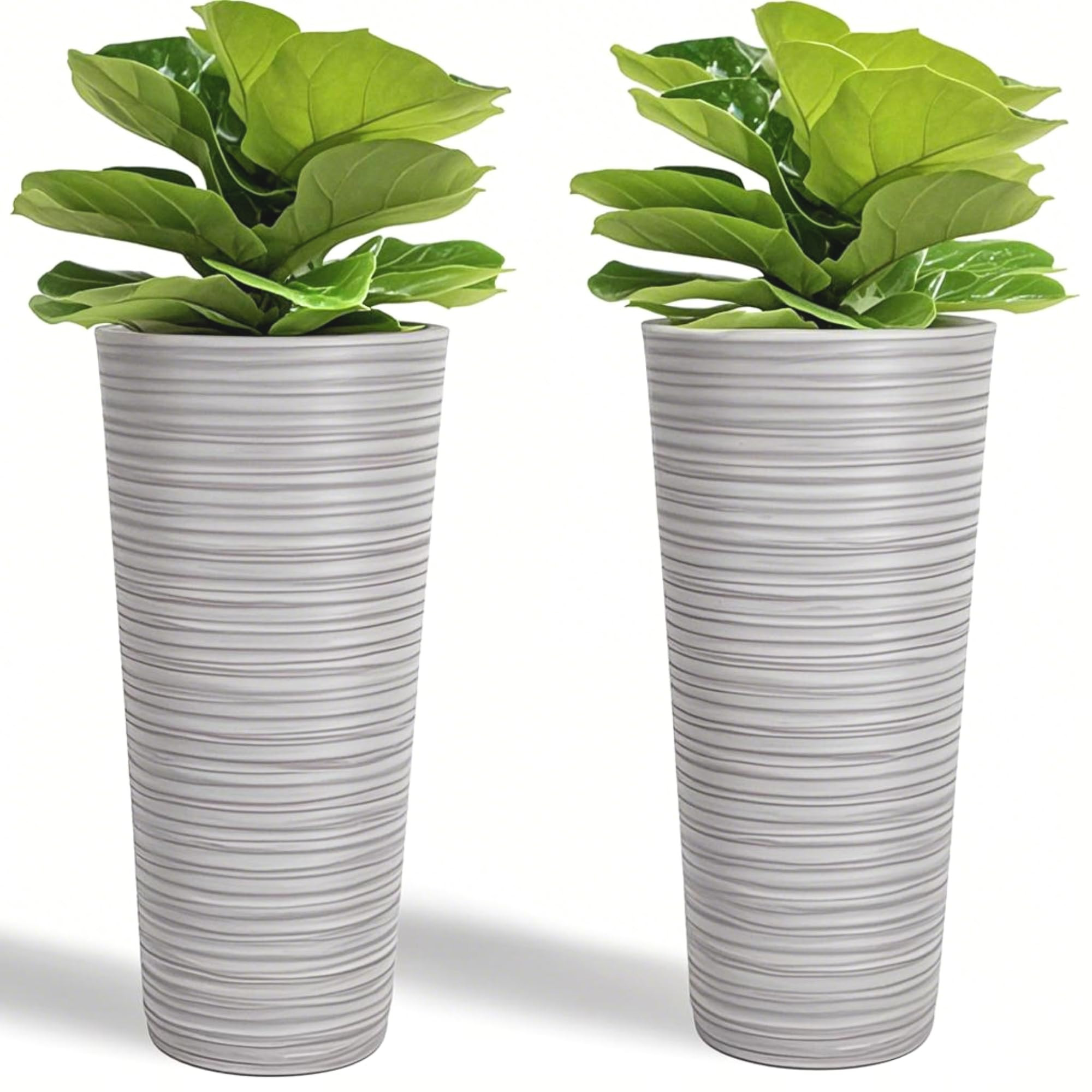 GreenShip 27" Tall Planters, Set of 2 – Black Outdoor Planter for Front Porch & Tall Plants, We... | Amazon (US)