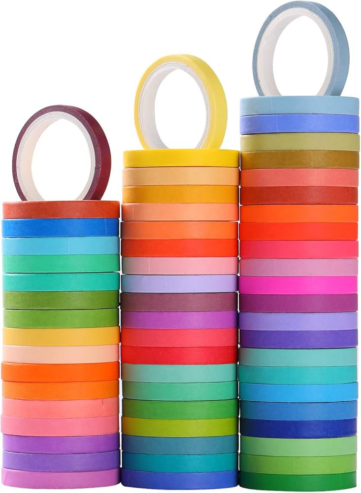 WAPETASHI Washi Masking Tape Set 60 Rolls 5mm (0.2 inch) Wide Decorative Craft Tape Collection fo... | Amazon (US)