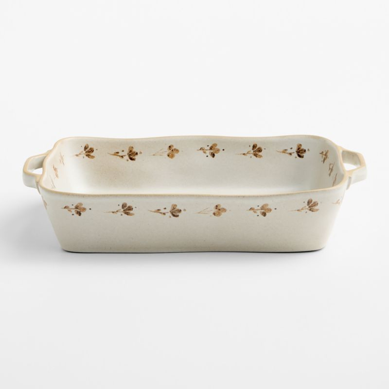 Marin Botanical 13.5"x10" Large Stoneware Baker | Crate & Barrel