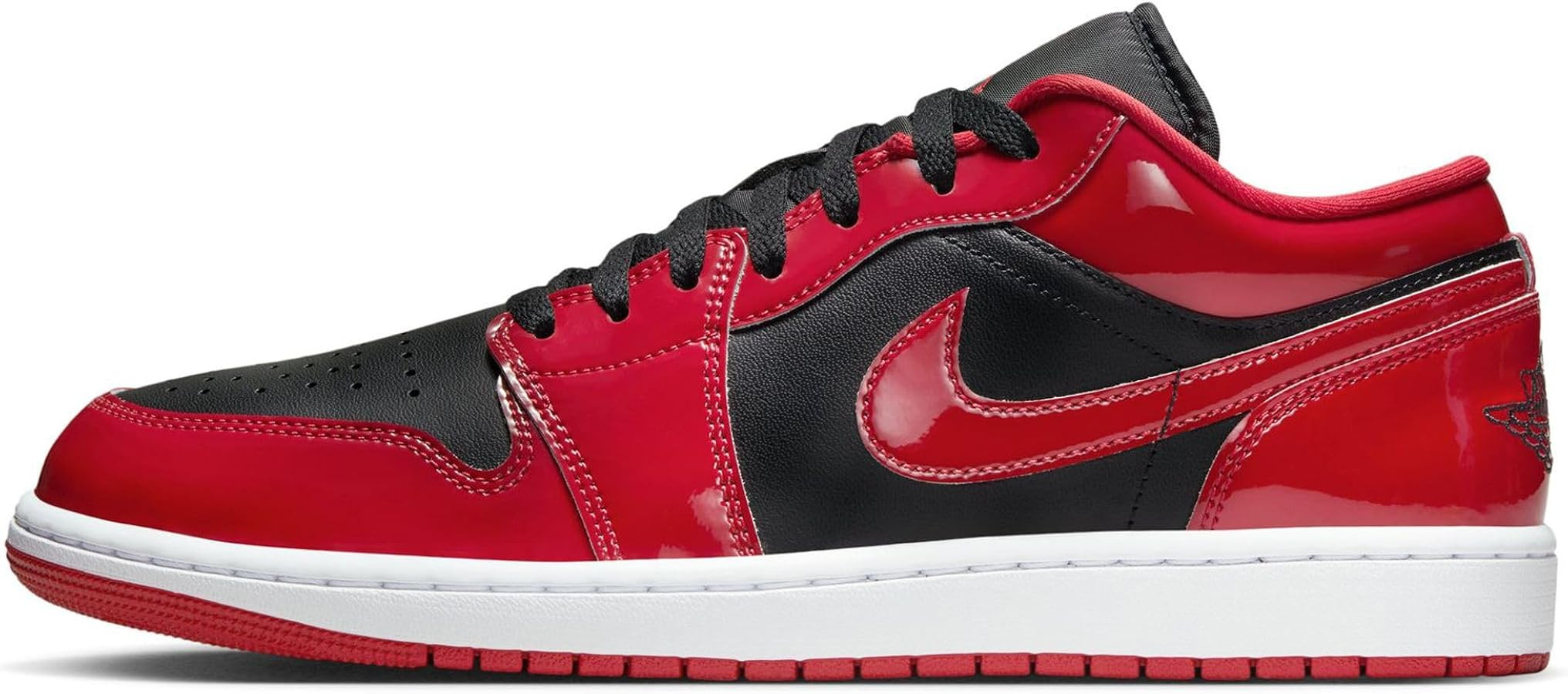 Air Jordan 1 Low Bred Patent Mens Lifestyle Shoes (Black/Vasity Red/White) | Amazon (US)