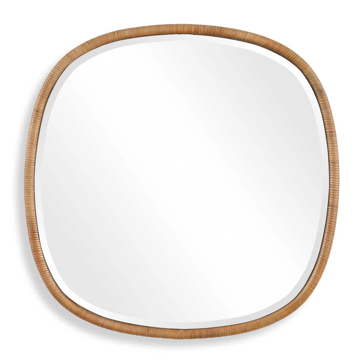 Coastal Round Wall Mirror 33.88"H Natural Rattan Decorative Coastal Mirror | Wayfair North America