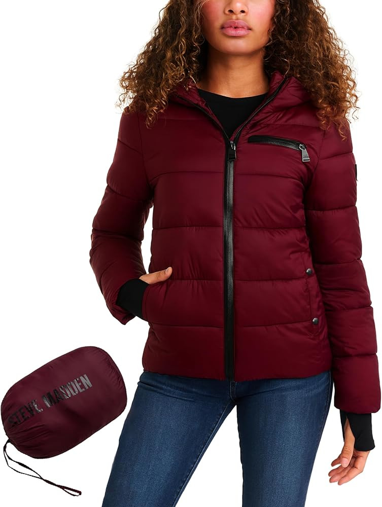 Steve Madden Womens Packable Puffer Jacket - Lightweight Wind & Water Resistant Full-Zip Insulate... | Amazon (US)