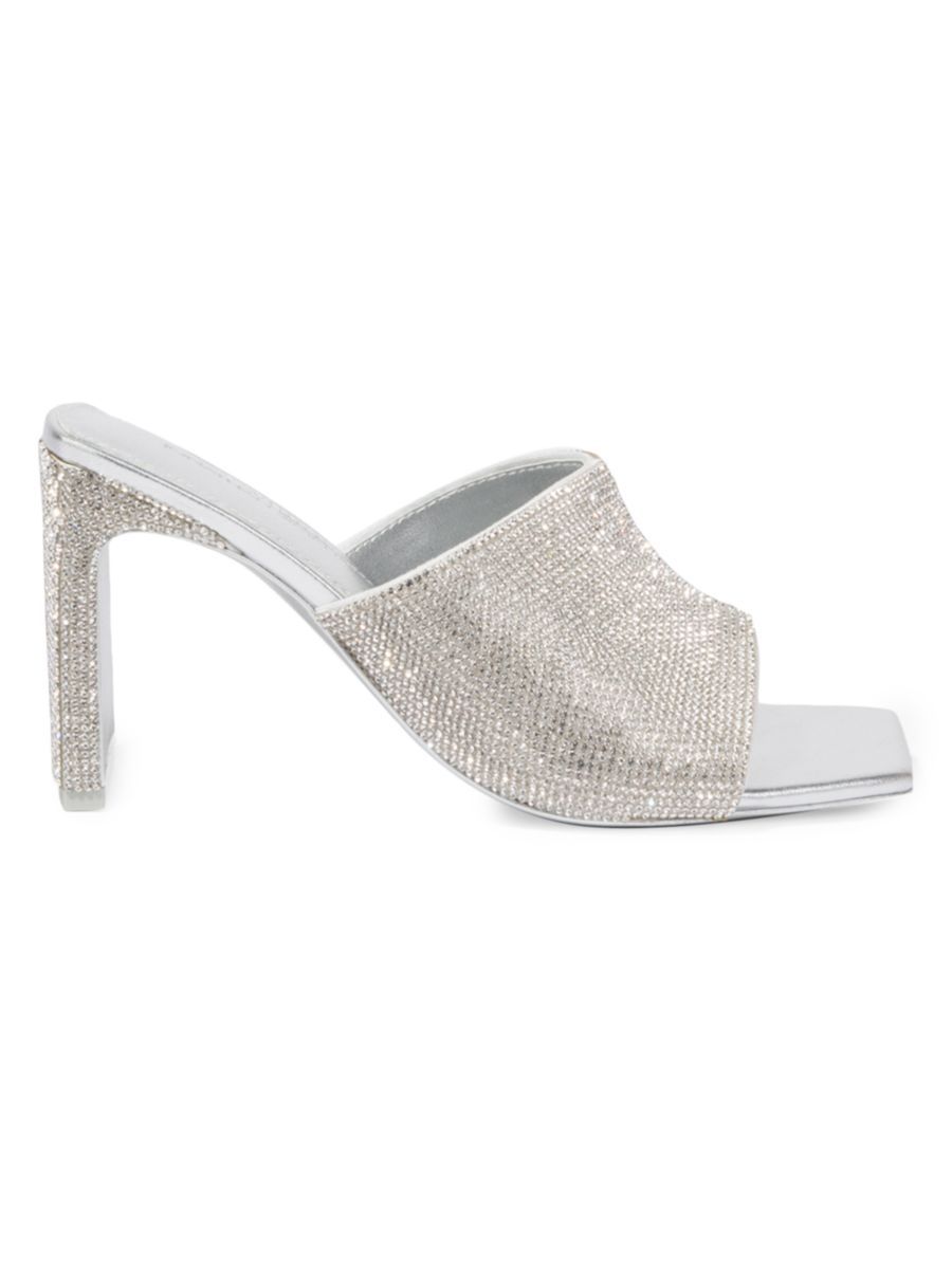 Asia 90MM Crystal-Embellished Leather Mules | Saks Fifth Avenue