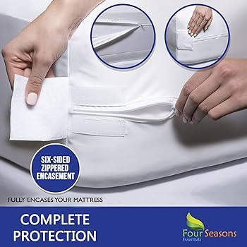 Four Seasons Essentials Queen Mattress Protector - Zippered Bedbug Waterproof Mattress Cover, Pre... | Amazon (US)