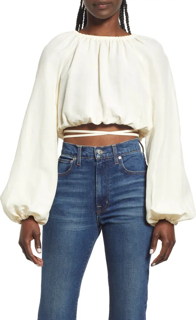 & Other Stories Gathered Long Sleeve Crop Top | Nordstrom | Nordstrom