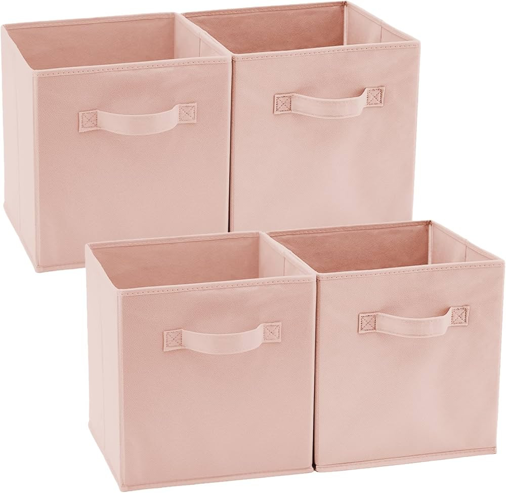 EZOWare Set of 4 Foldable Fabric Basket Bins, Storage Organizer Cube 10.5 x 10.5 x 11 inch for Nu... | Amazon (US)