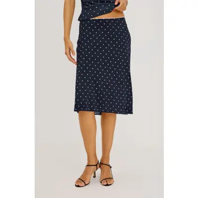 Rails Jolene Polka Dot Midi Skirt in Navy Polka Dots at Nordstrom, Size 2X | Nordstrom