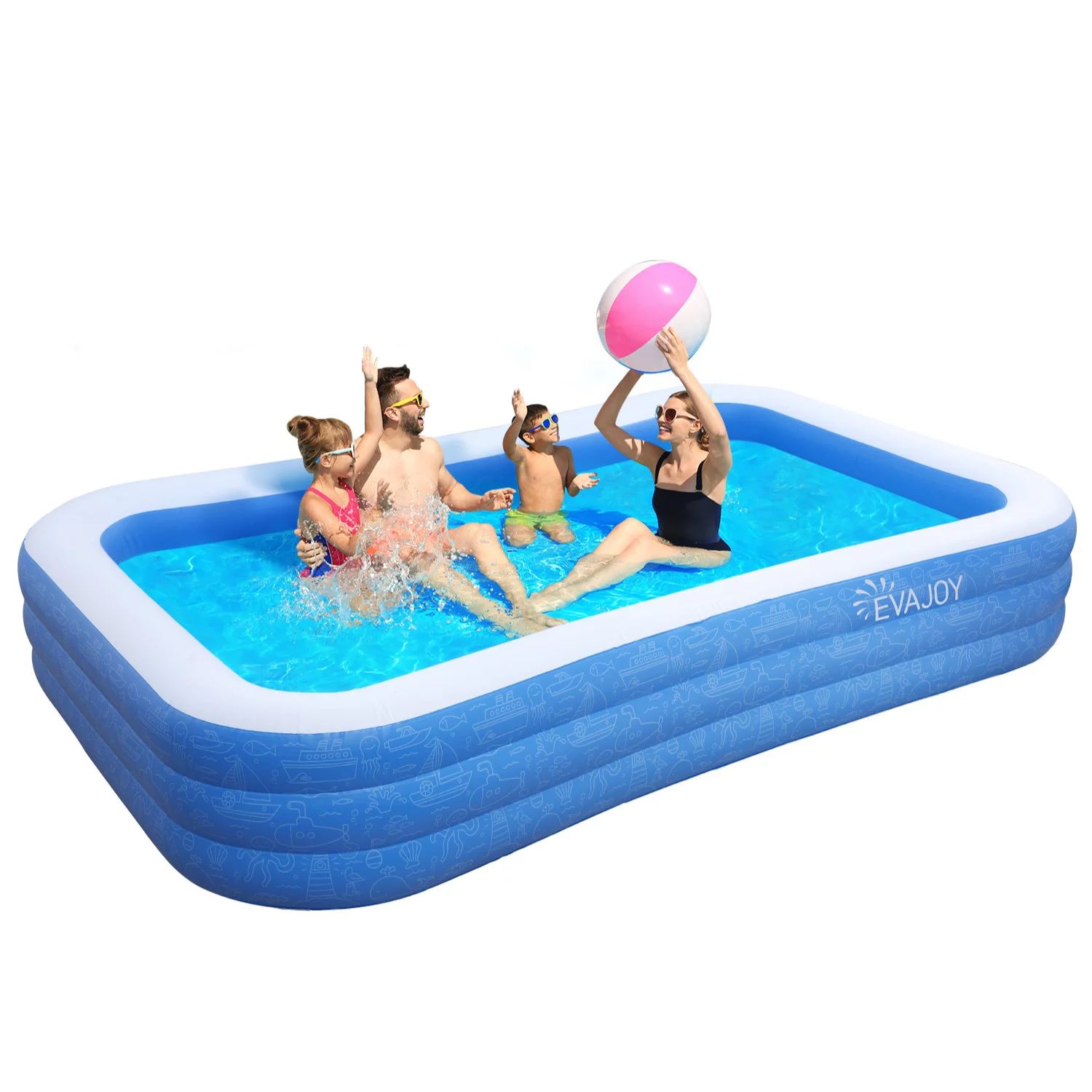 Ej Blow Up Pool, Thickened Inflatable Pool for Kids, Adults, Family, 9.83 x 5.97 x 1.67 ft, Recta... | Walmart (US)