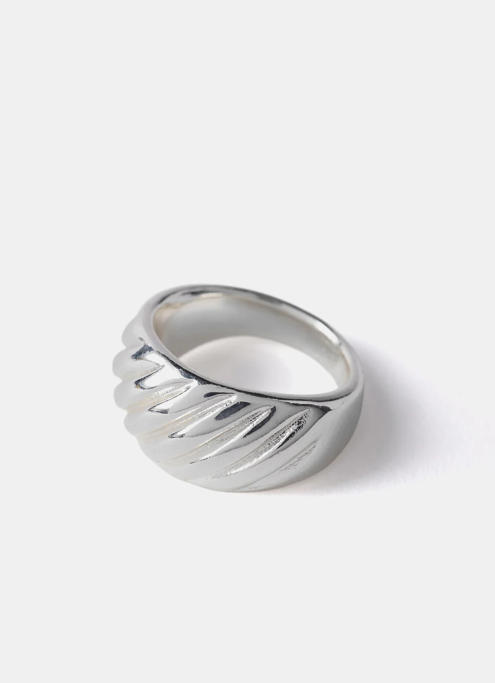 Silver Plated Ribbed Ring | Mint Velvet