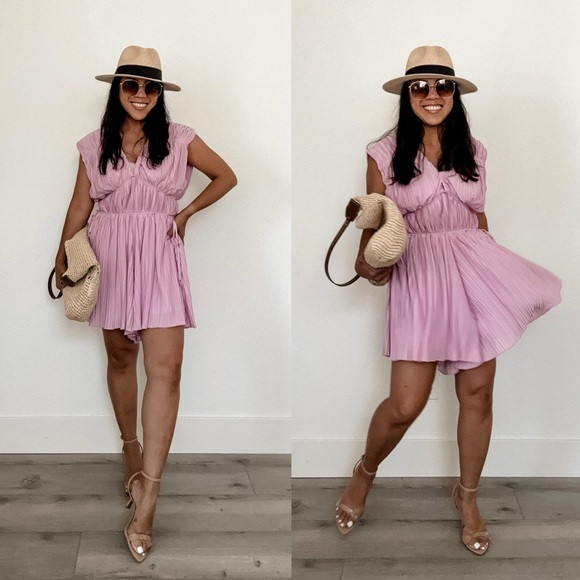 Pink Pleated Romper (S) | Poshmark