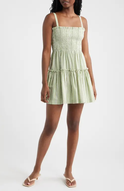 Hill House Home The Seraphina Stripe Nap Minidress in Green Jacquard Stripe at Nordstrom, Size Small | Nordstrom