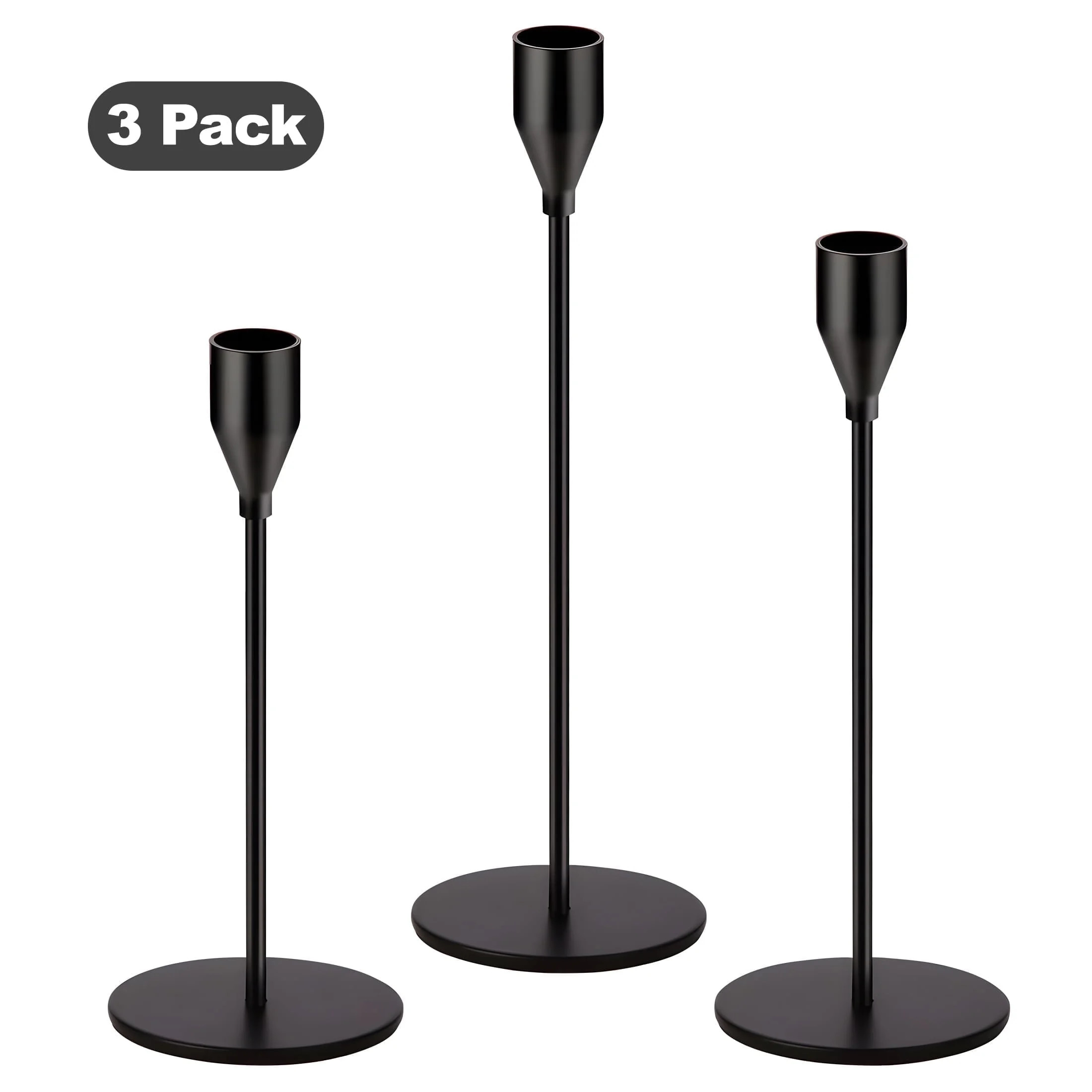 Aovky Candle Holder Set of 3, Matte Black Taper Candle Holders Decorative Candlestick Holders for... | Walmart (US)