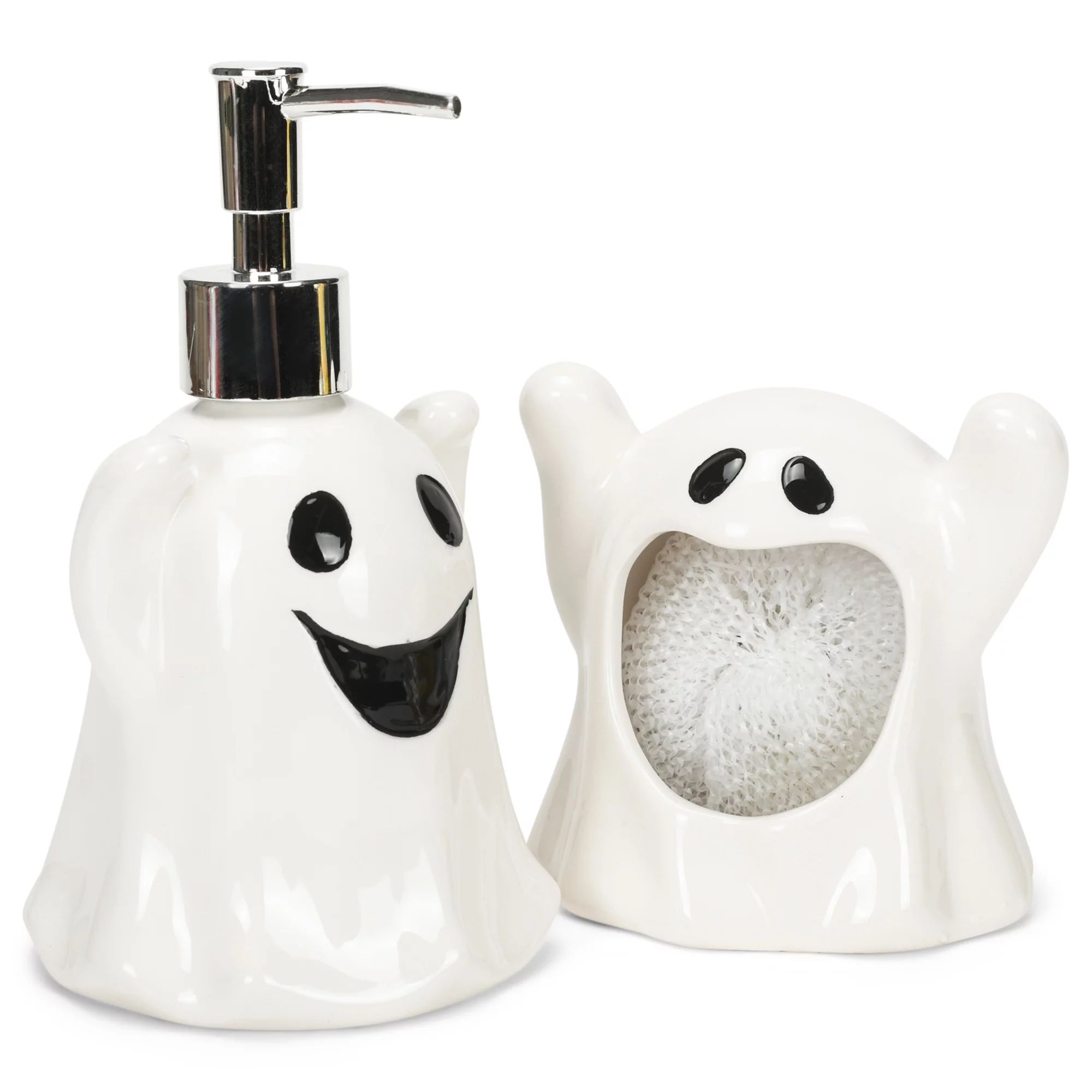 Bright White Ghost Face 4 x 4 Dolomite Decorative Sponge Holder and Soap Dispenser | Walmart (US)