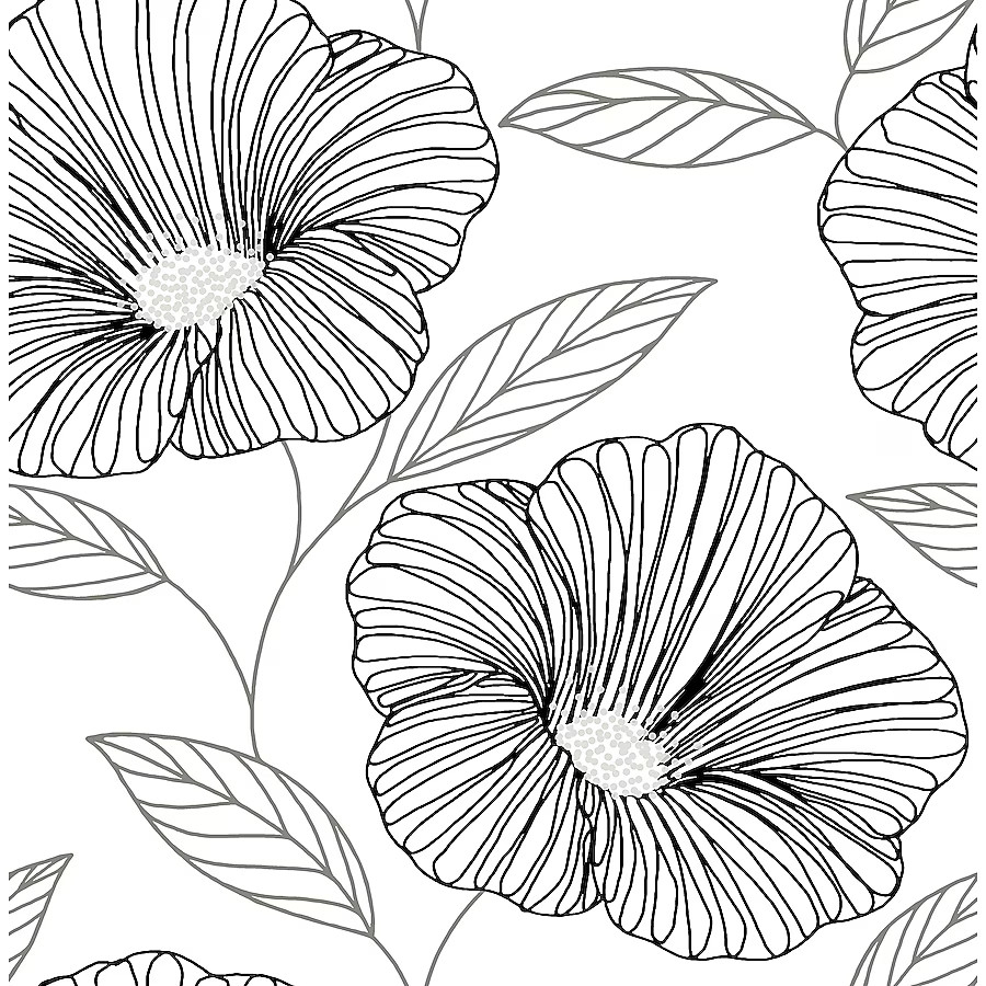 A-Street Prints Daylight 56.4-sq ft Black Paper Floral Unpasted Wallpaper Lowes.com | Lowe's