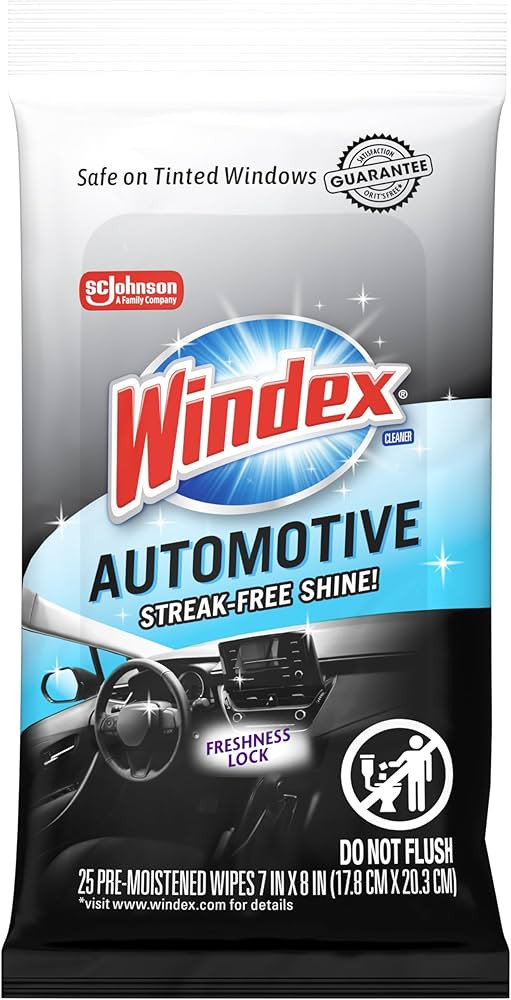 Windex Auto Wipes for Car Windows, Mirrors and Screens, Pre-Moistened Car Cleaner Wipes for Quick... | Amazon (US)