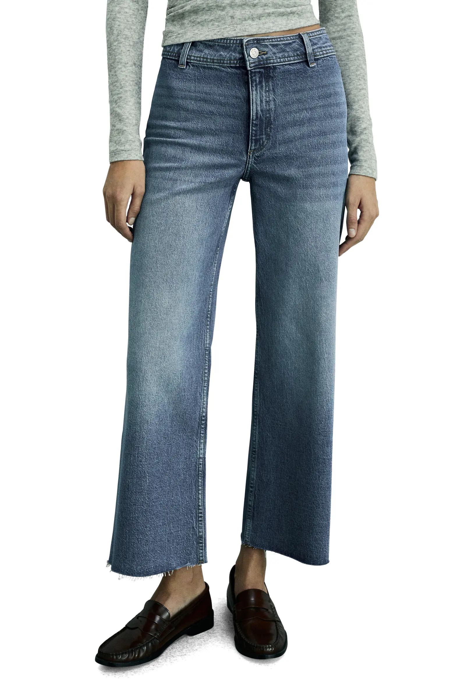 Catherin Raw Hem High Waist Wide Leg Culotte Jeans | Nordstrom