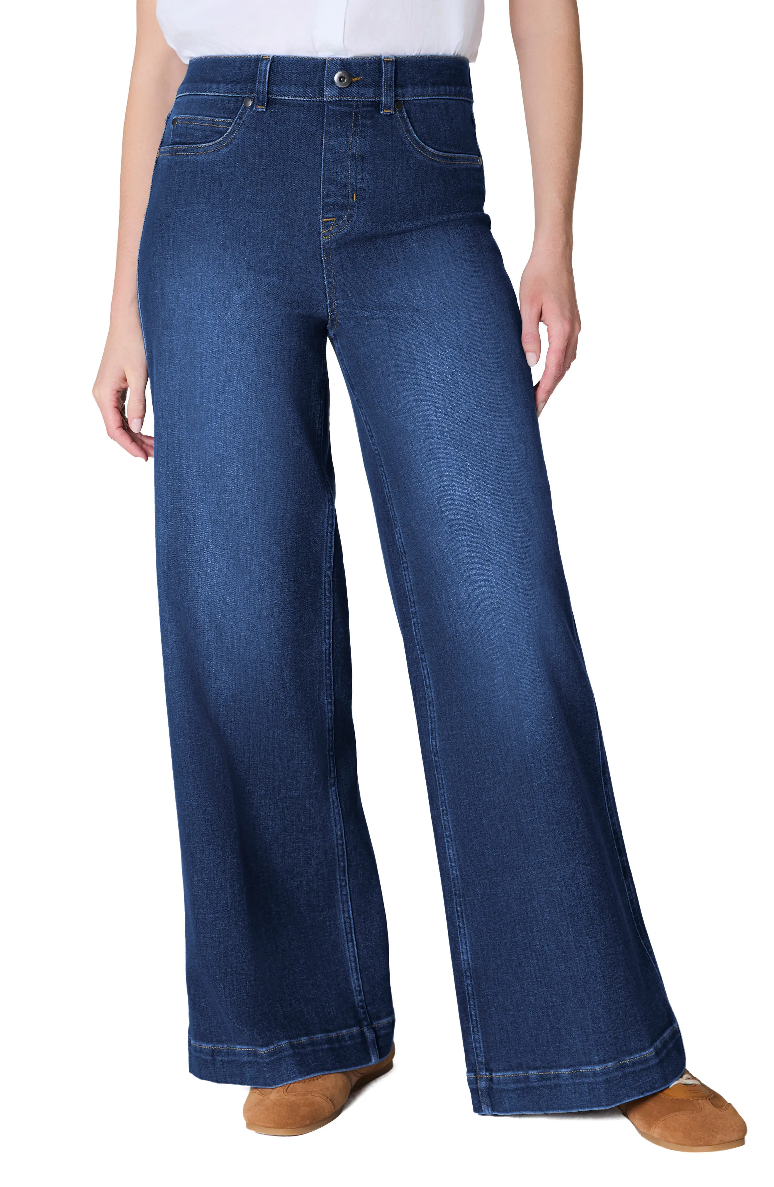 SPANXshape EveryWear\u2122 Pull-On High Waist Wide Leg Jeans (Women) | Nordstrom | Nordstrom