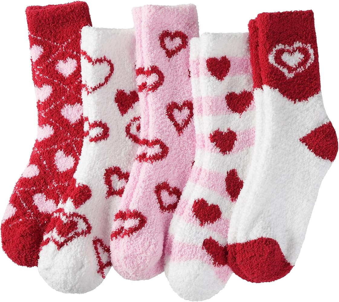 ZhiNuSi Fuzzy Socks for Women Cozy Warm Fluffy Winter Valentine's Day Gifts Slipper Plush Soft Sp... | Amazon (US)