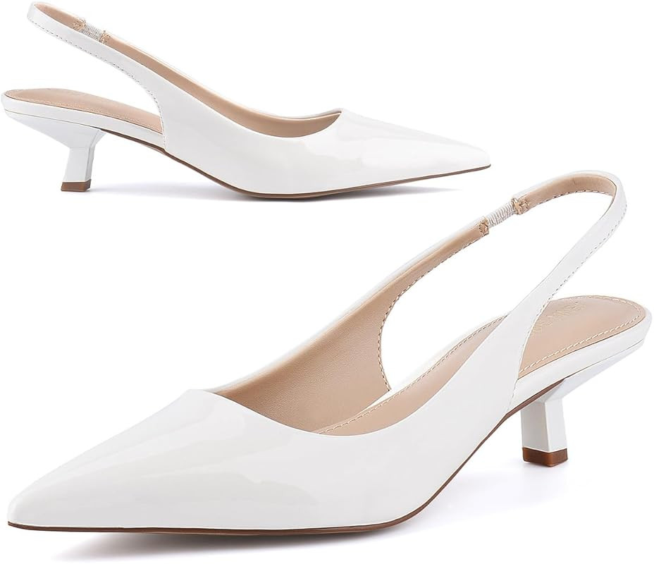 JENN ARDOR Slingback Heels for Women Low Heels Dress Shoes Kitten Pumps Dressy Heeled Sandals Wid... | Amazon (US)