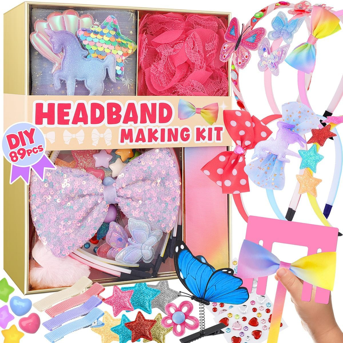yasest Headband Making Kit - 89pcs DIY Craft Gift for 5 6 7 8 Year Old Girl | Amazon (US)