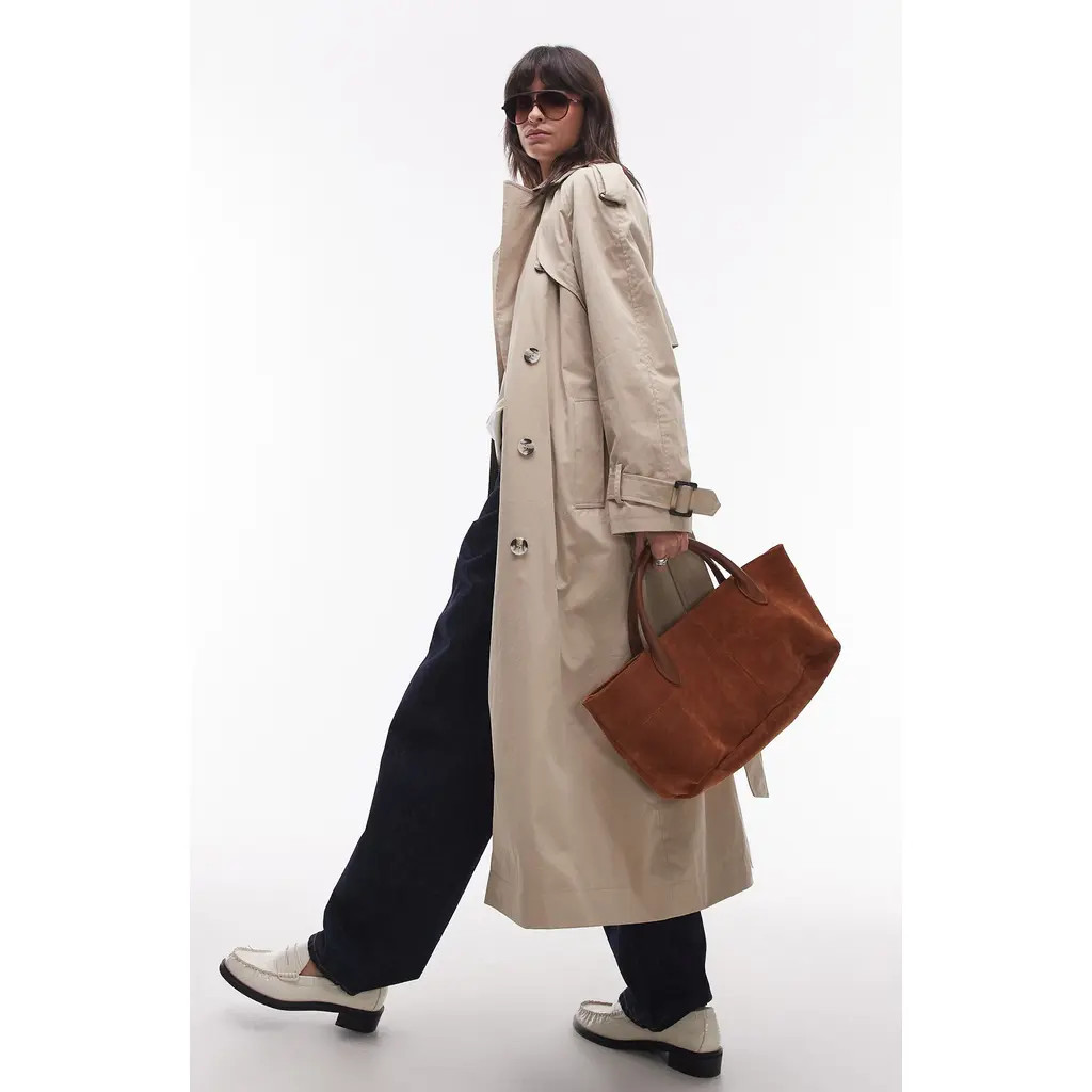 Topshop Longline Oversize Trench Coat in Stone at Nordstrom Rack, Size Large | Nordstrom Rack