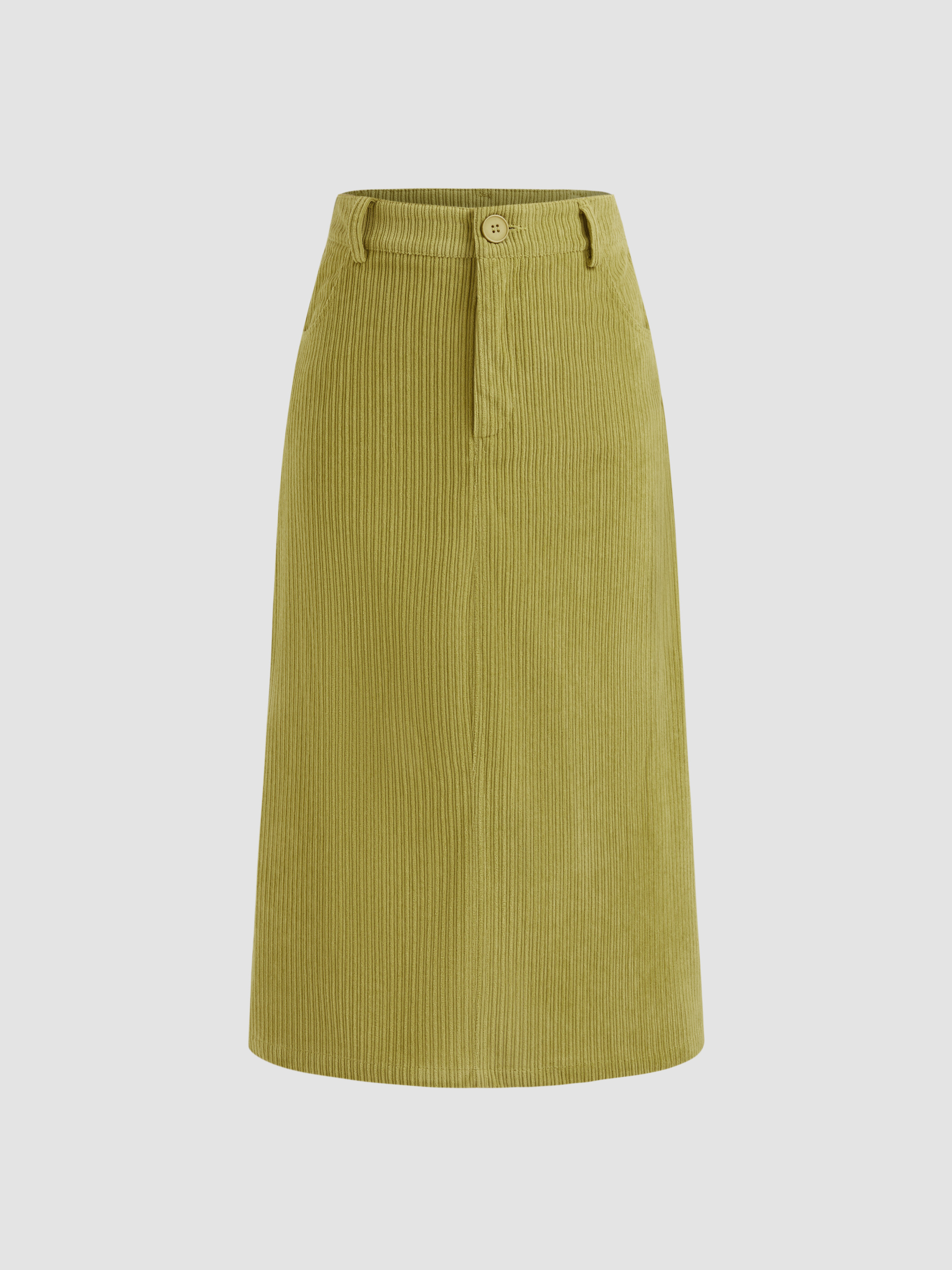 Corduroy Corduroy High Waist Solid Maxi Skirt For Daily Casual Work | Cider