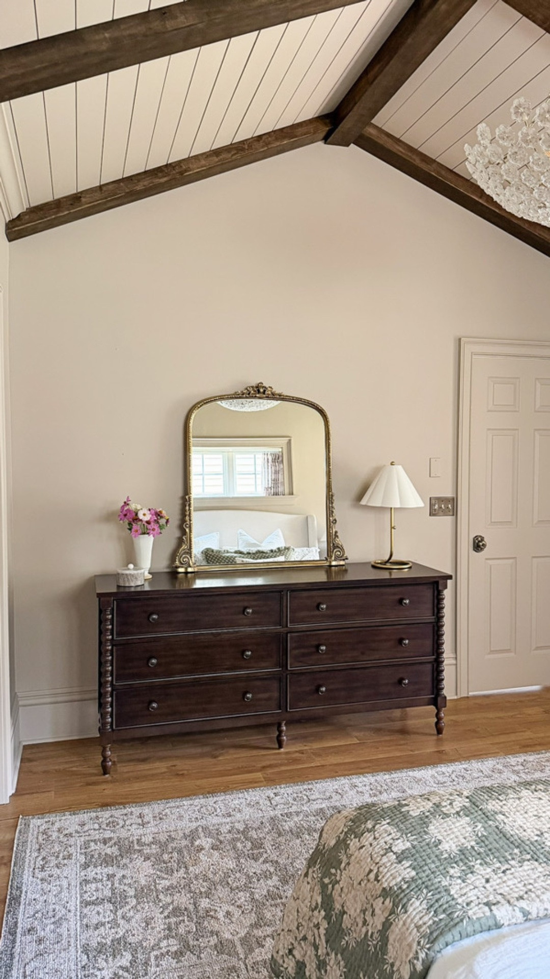 Finally finished the last wall on our builder grade bedroom makeover - the dresser wall! Now when I sit in bed I have this dreamy mirror and beautiful dresser to look at that compliment the rest of the space!

#LTKHome #LTKdayinmylife #LTKvlog