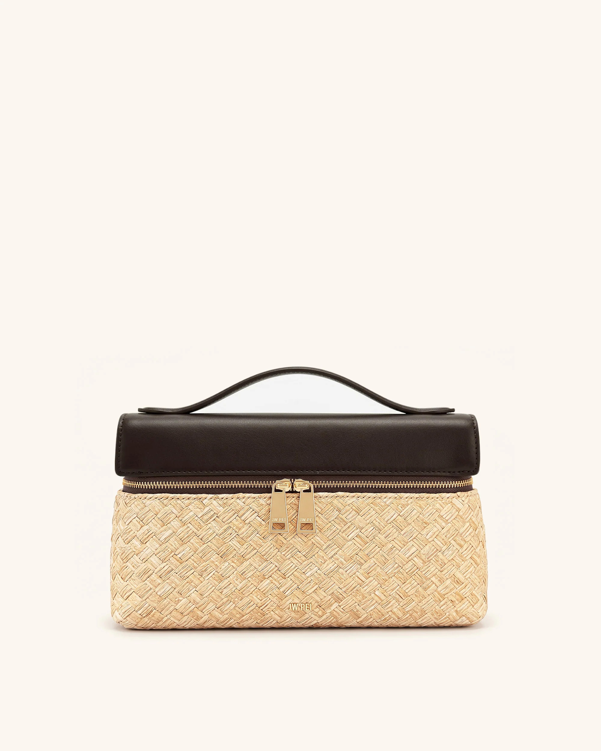 Thea Faux Straw Top Handle Bag - Brown | JW PEI US