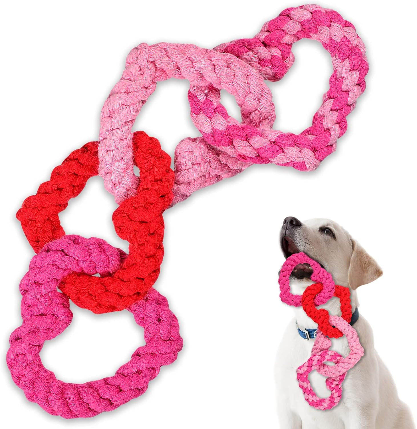 Civaner Valentine's Day Dog Pet Chew Toys Interlocking Heart Shaped Dog Rope Toys Tough Dog Toys ... | Amazon (US)