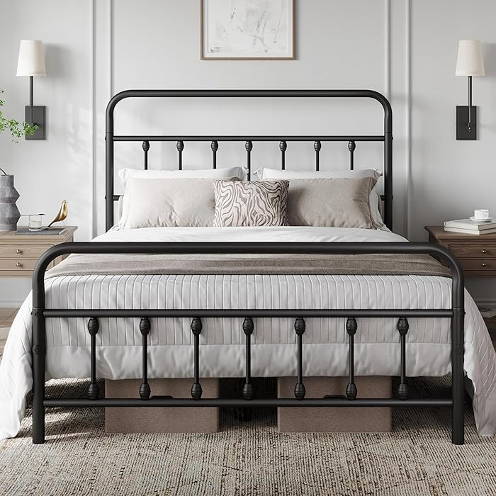 Yaheetech Victorian Vintage Queen Metal Platform Bed Frame, Classic Iron Art Headboard & Footboar... | Amazon (US)