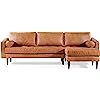 POLY & BARK Napa Right Sectional Modern Leather Sofa in Cognac Tan | Amazon (US)