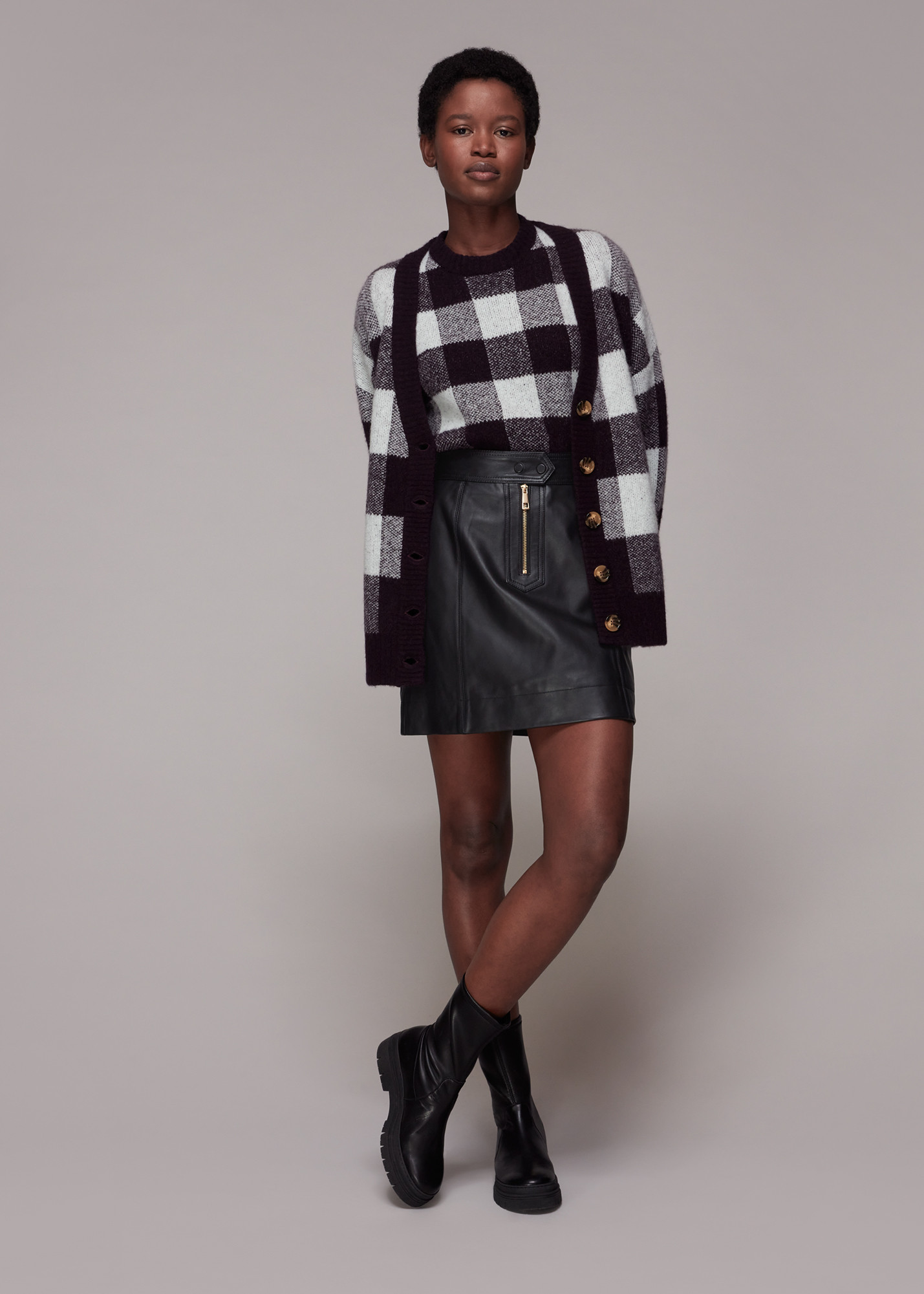 Whistles Women's Zip Front Detail Leather Skirt | Whistles