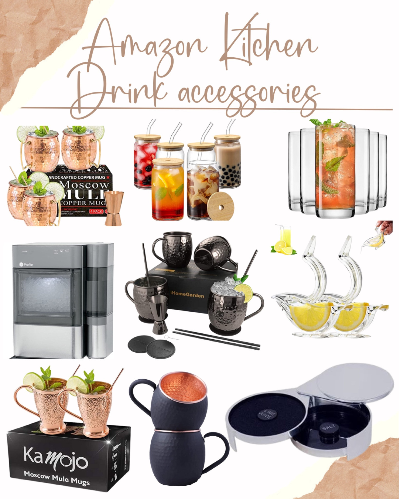 Amazon Kitchen Accessories, Moscow Mule, Margarita salt dish, lemon juicer, lime juicer, glasses, stainless steel cups, Amazon finds, Amazon must haves

#LTKFind #LTKhome #LTKstyletip