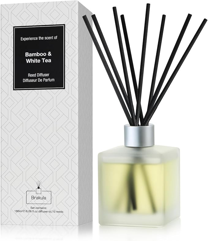 Brakula Reed Diffusers Set - Bamboo & White Tea Scented Aromatic Oil Diffuser with 10 Sticks for ... | Amazon (US)