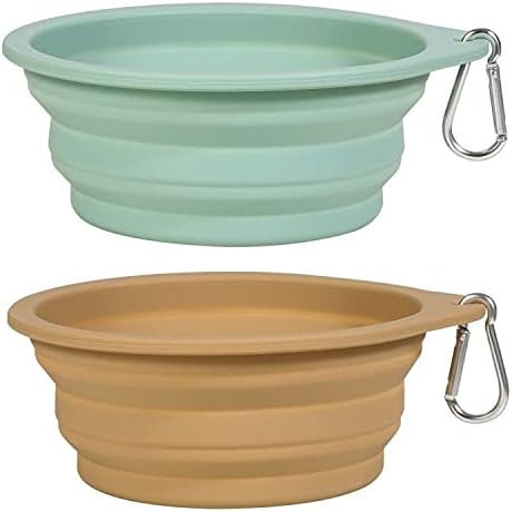 SLSON 2Pack Collapsible Dog Bowl,Integrated Molding Travel Bowl No Plastic Rim Pet Feeding Bowls ... | Amazon (US)