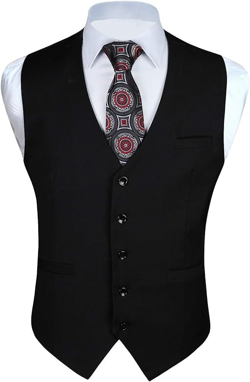 Enlision Men's Suit Vest Business Formal Dress Waistcoat Solid Color Vest for Suit or Tuxedo | Amazon (US)
