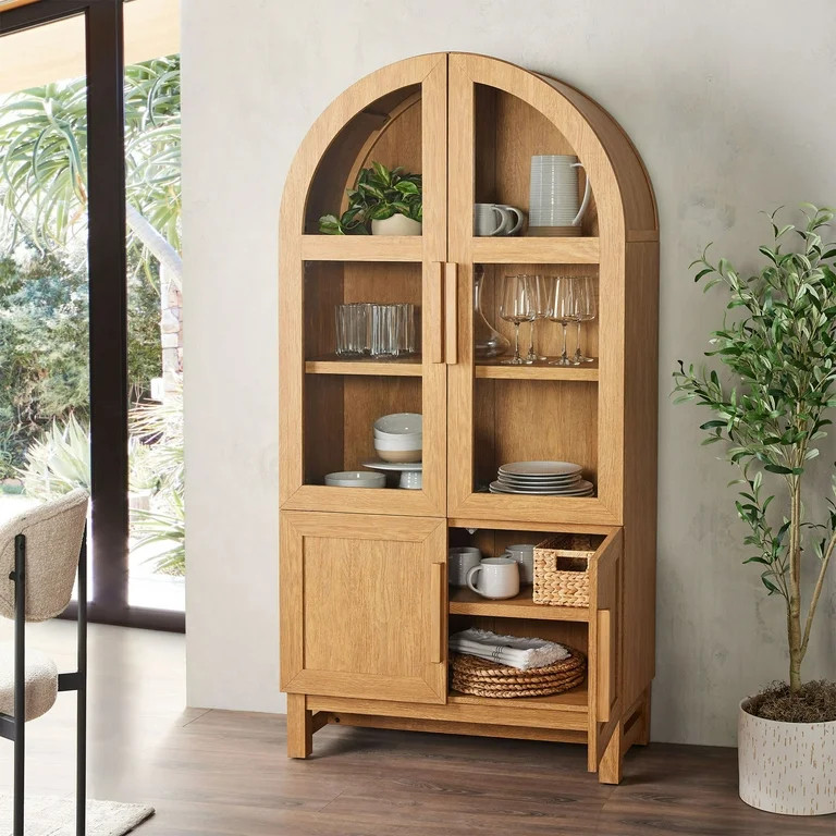 Better Homes & Gardens Juliet Kitchen Rounded Arch Cabinet, Light Honey | Walmart (US)