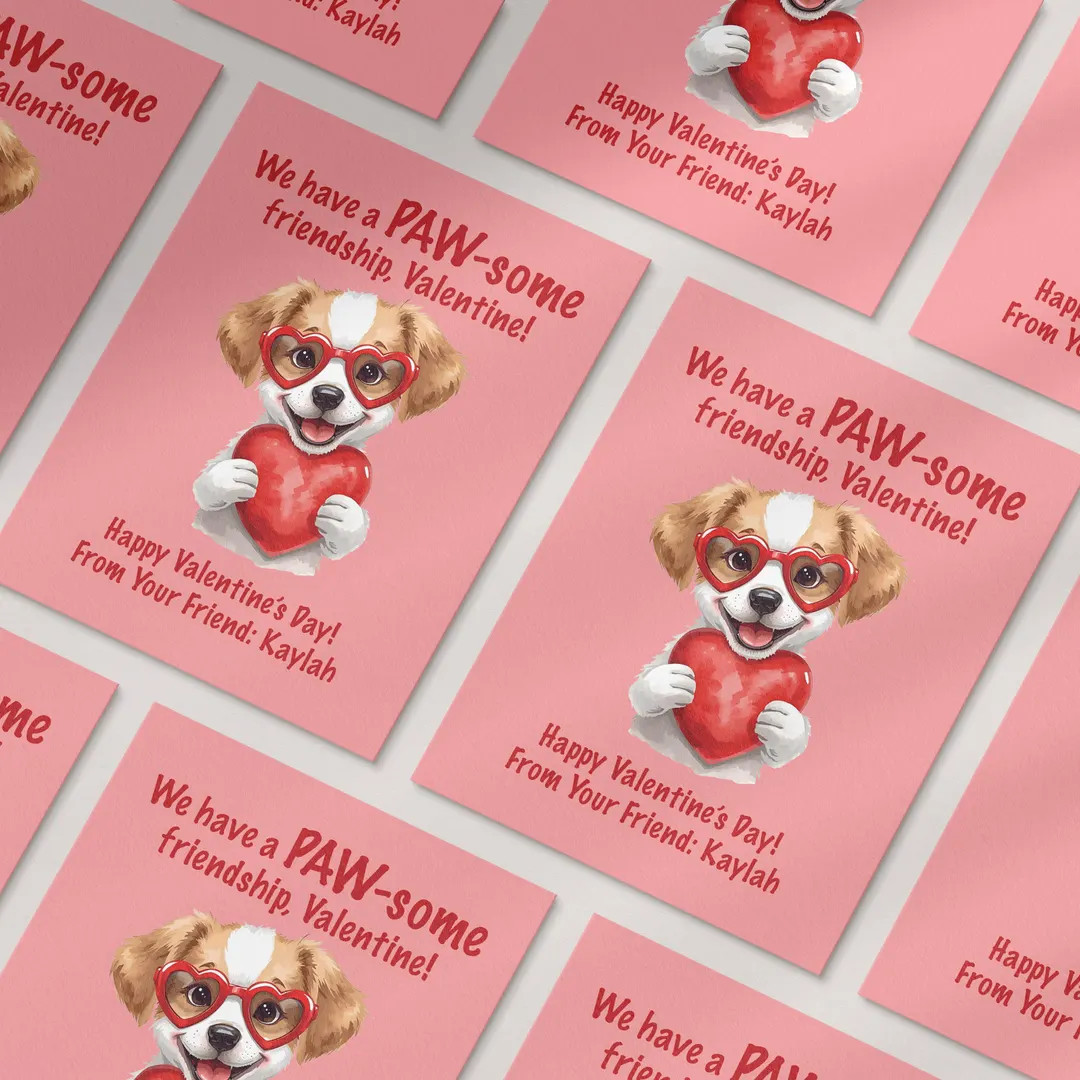 PRINTED Personalized A2 4.25" X 5.5" Sweet Puppy Valentine Cards - Etsy | Etsy (US)