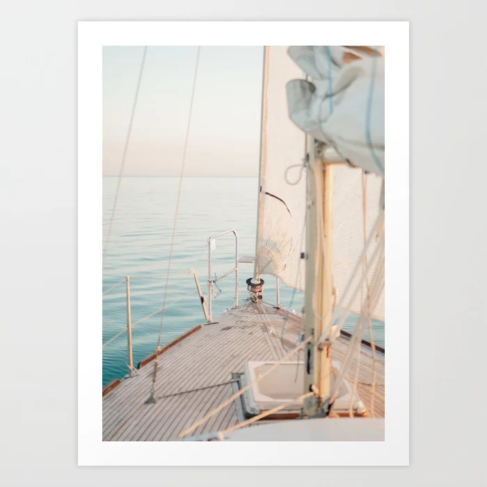 Sail boat at sunset Art Print | Society6
