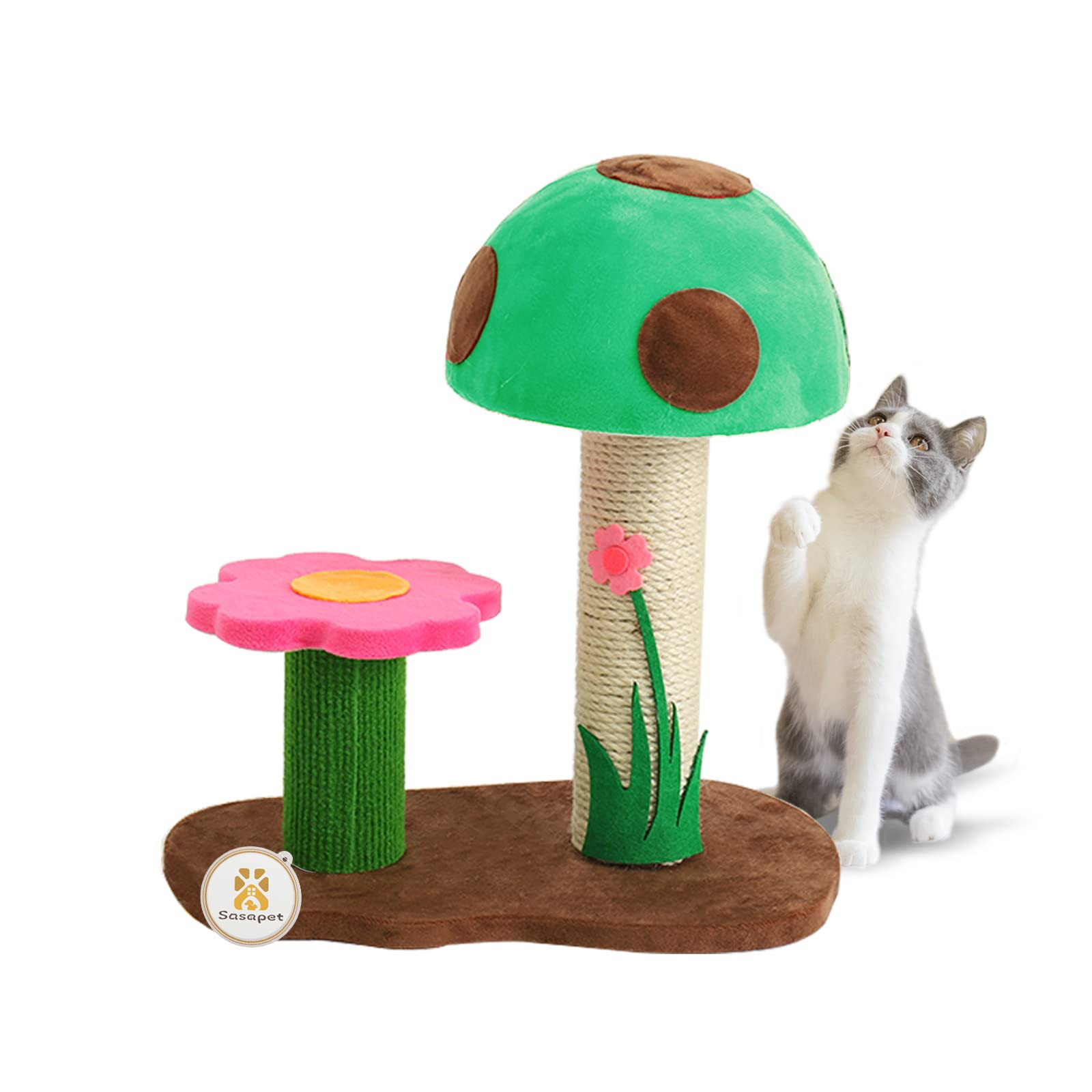 Sasapet Cat Scratching Post, Mushroom Claw Scratcher Small Cat Tree House Traning Interactive Toys f | Amazon (US)