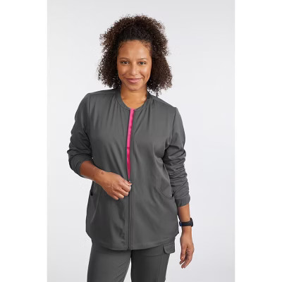 Moxie Scrubs Diana Women's Scrub Jacket – 4-Way Stretch, Full Zip, 4 Pockets, Lightweight Nursing Uniform Layer​, Pewter - 3X | Target