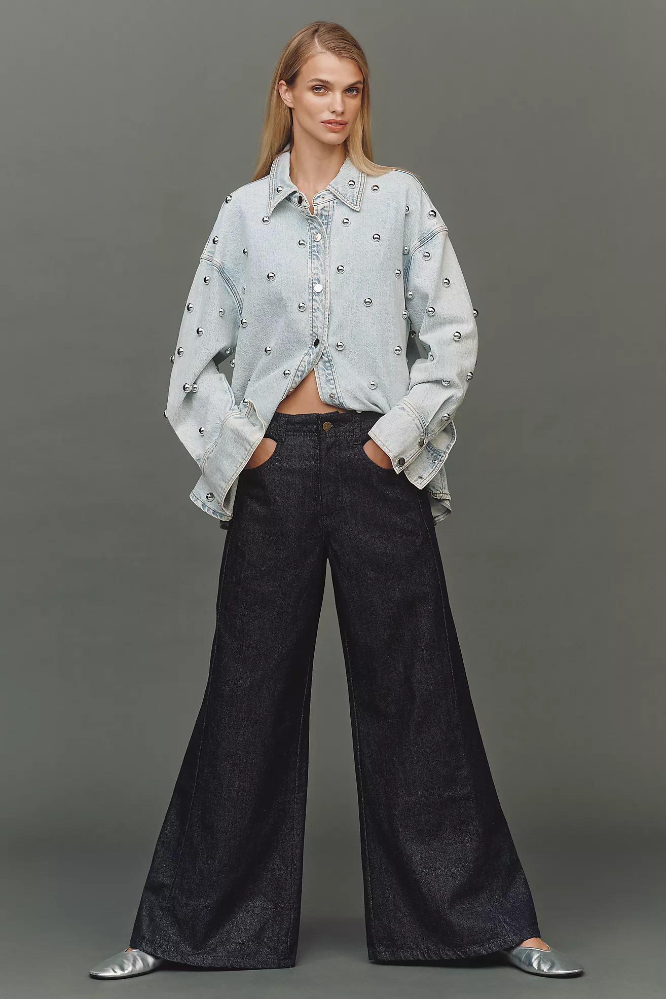 The Adi Sparkle Mid-Rise Flare Pants by Pilcro | Anthropologie (US)